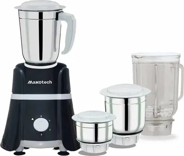 Maxotech TUBA 750 W Mixer Grinder, TUBA Powerful Hybrid Copper Motor | 4 Jars | Black