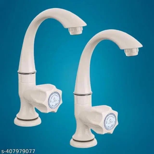 Plastic Swan Neck Tap, White, Pack of 2