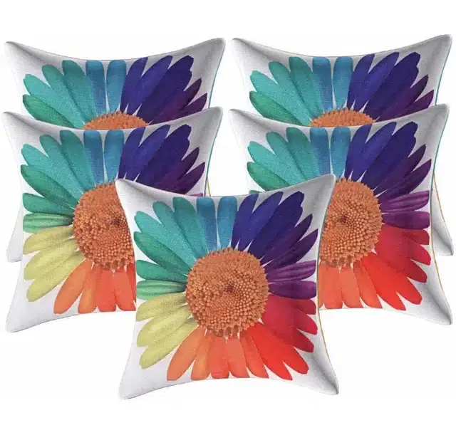 Premium Dupion Silk Cushion Cover, 16x16 inch, Multicolor, Set of 5, A-12
