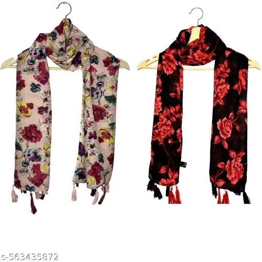 Chiffon Scarves for Women, Peach, Pack of 2