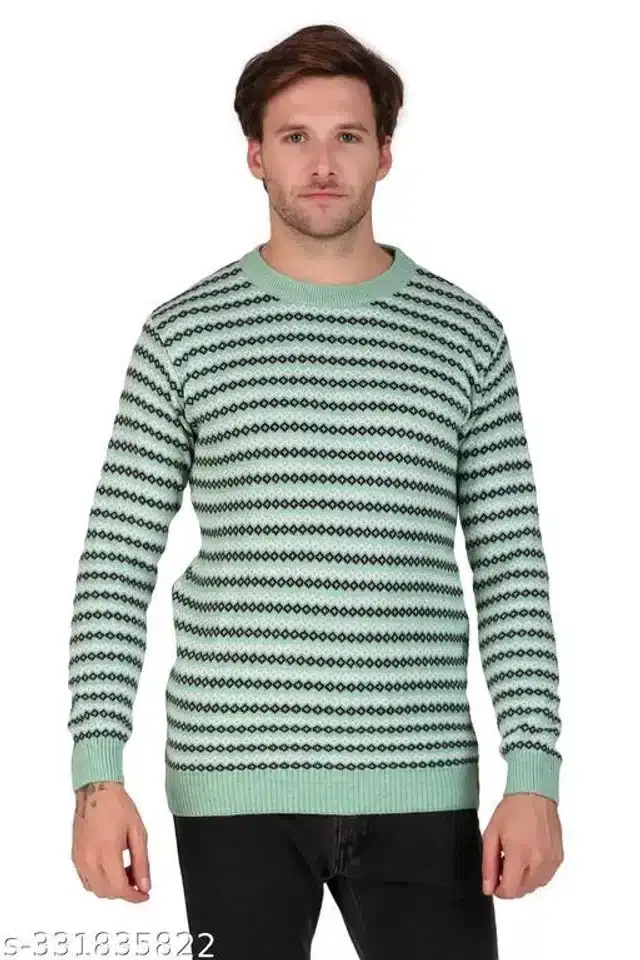 Acrylic Sweater for Men (Green, M)