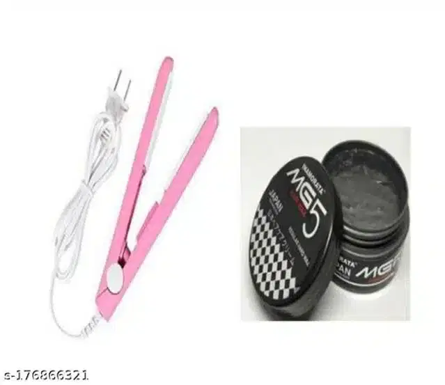 Combo of Hair Straightener, 100 W with Wax, 100 g, Pink, Set of 2