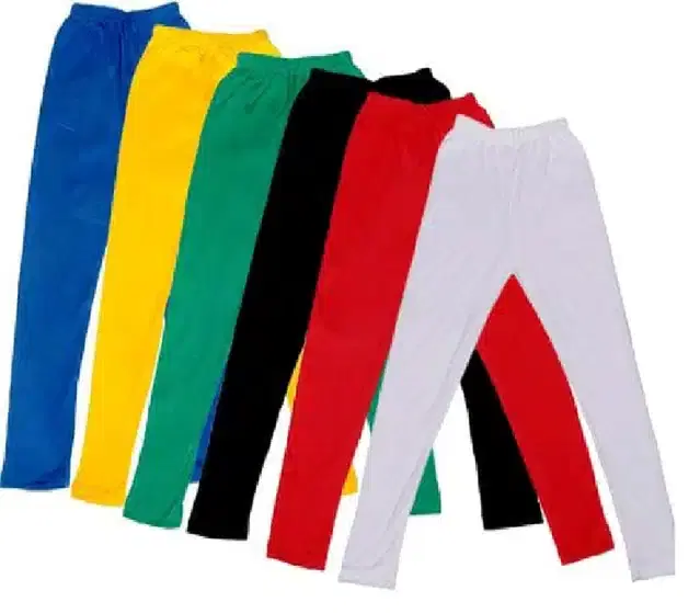 Soft & Comfortable Leggings for Girls, Pack of 6 (Multicolor, 6-7 Years)