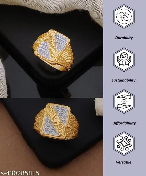 Fancy Rings for Women, Pack of 2 (Gold)