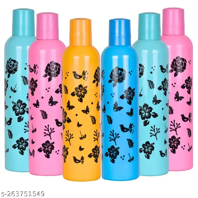 Plastic Water Bottles Set, Pack of 6, Multicolor, 1000 ml