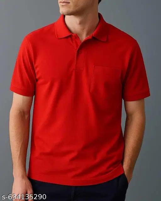 Cotton Blend Solid T-shirt for men, Red (2XL)