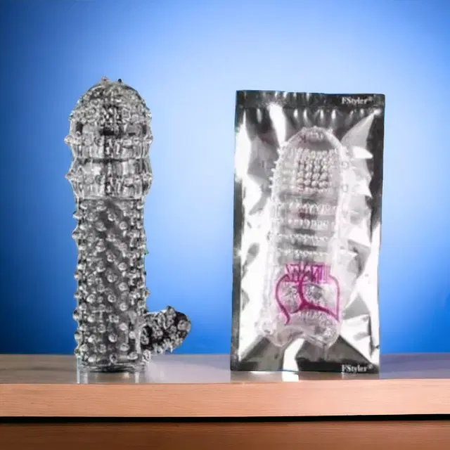 A R Silicone Crystal Dotted Condom for Men, Transparent