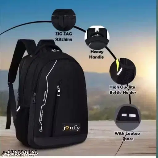 Polyester Backpack for Men & Women, Black