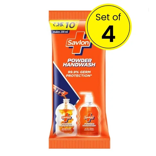 Savlon Powder Handwash 4X8.2 g, Makes 4X200 ml (Pack Of 4)