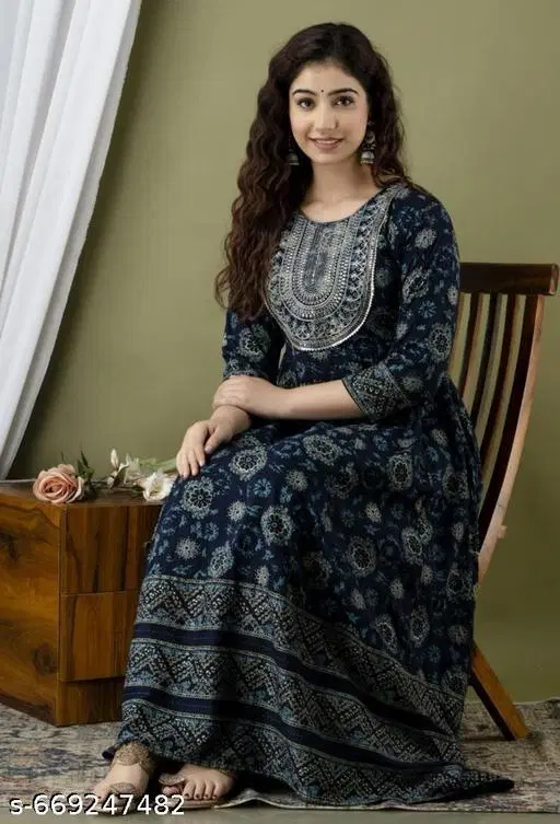 Rayon Kurti for Women, Black (6XL)