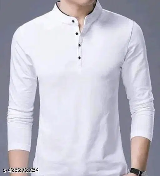 Cotton Blend Solid T-shirt For Men, White (XL)