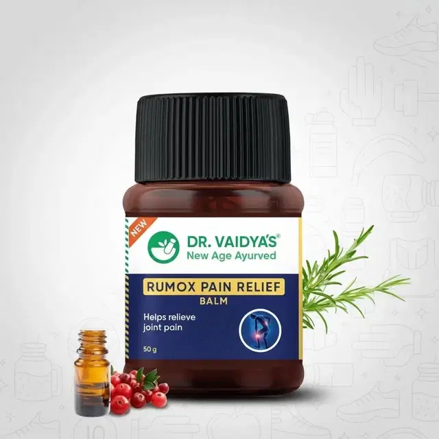 Dr. Vaidya's Rumox Pain Relief Balm | For Head Ache, Body Pain, Joint & Muscle Pain | Mix Of Oils - Mahanarayan, Cajuput, Wintergreen |, 50g Each Pack of 1