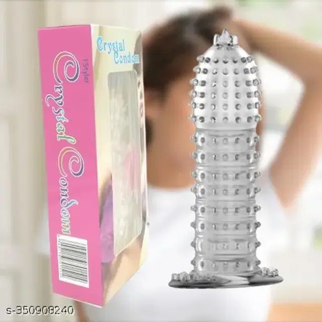 Crystal Dotted Reusable Condom for Men, Transparent