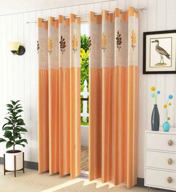 Homefab Polyester Curtains, Peach, 5 Feet, HF-205