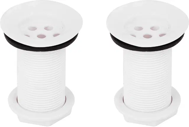 Plastic Waste Coupling Kitchen Sink Drain Strainer, White, Pack of 2