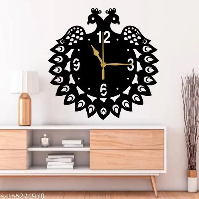 Wooden Wall Clock for Home, Black