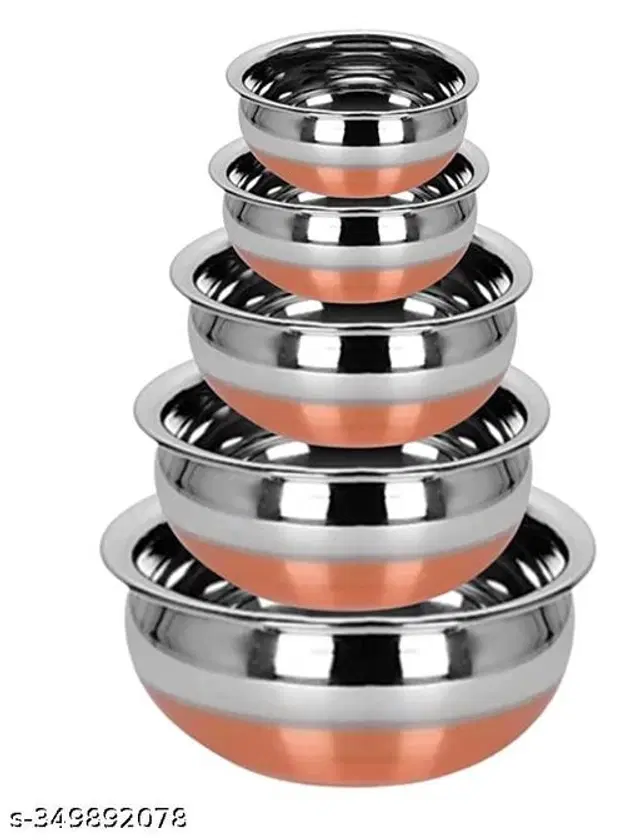 Stainless Steel Copper Bottom Handi Pot Set, Silver, Set of 5