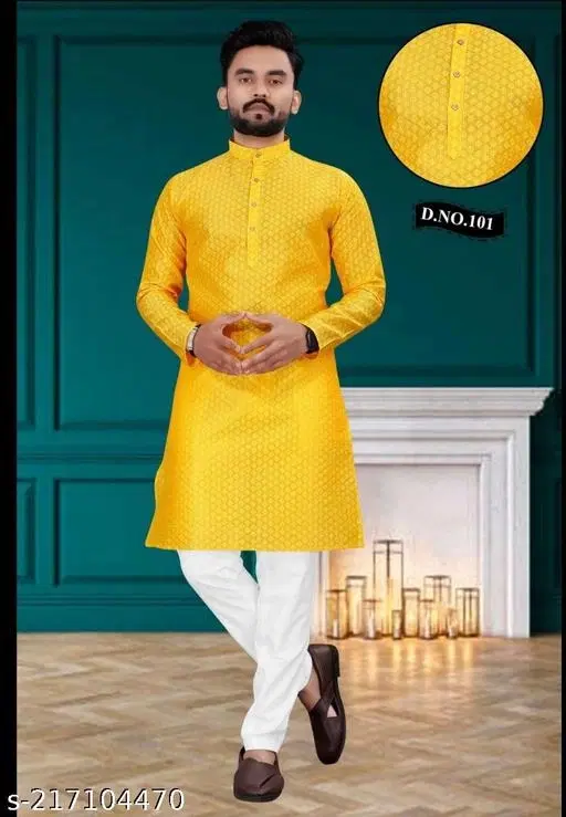 Kurta for Men (Yellow, M)