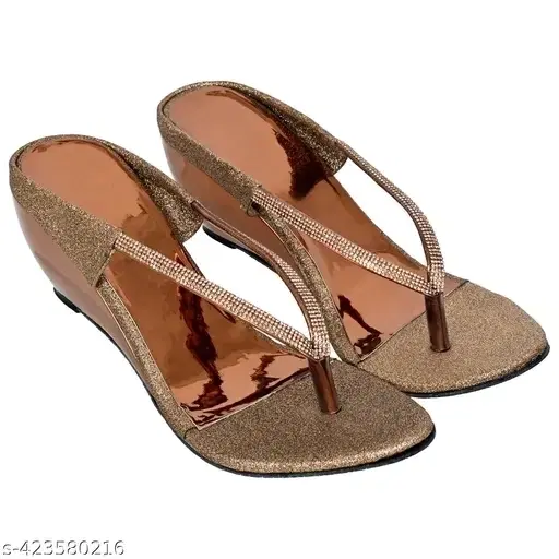 Altek Women Comfort Heels, Gold (IND - 6)