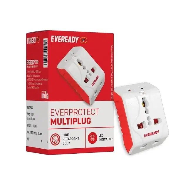 Eveready Everprotect Multiplug, 3 Sockets, Universal Socket