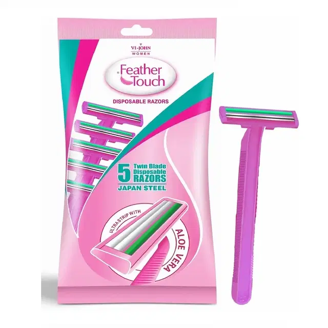 Vi-John Feather Touch Twin Blade Disposable Razor ( Pack Of 5 )