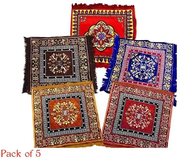 Alaqsa Trendy Spirtual Pooja Aasan 19x19inch Multicolor Pack of 5