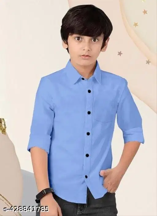 Solid Cotton Blend Kurta Set for Boys (Aqua Blue, 6-7 Years)