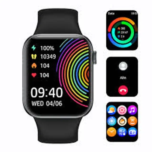 Rubber Strap T 500 Bluetooth Smartwatch for Men & Women, Black