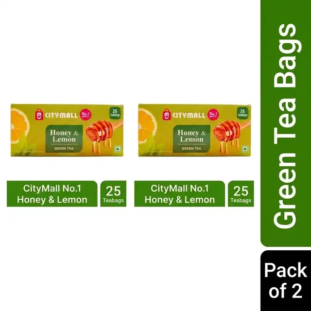 Citymall No.1 Green Tea Bags - 2X25 Pcs (Honey & Lemon) (Pack of 2)