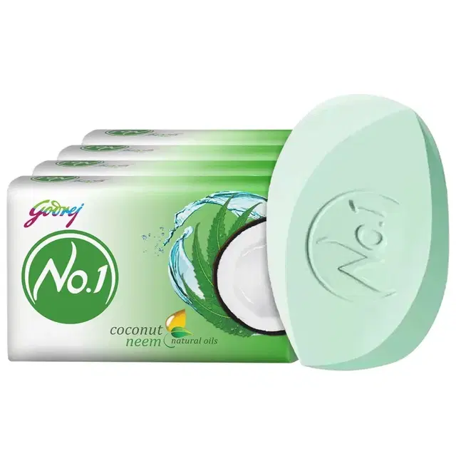 Godrej No.1 Coconut & Neem Soap (150g), Pack of 4