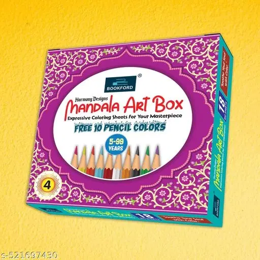 Harmony Design Mandala Art Boxx Part 4 – Engaage in mindfful coloring with 18 celestial mandala sheets and 10 vibrant pencils to inspire artistic expression!