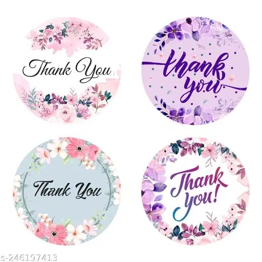 Thank You Stickers, Multicolor, 1.5 inches, Pack of 100