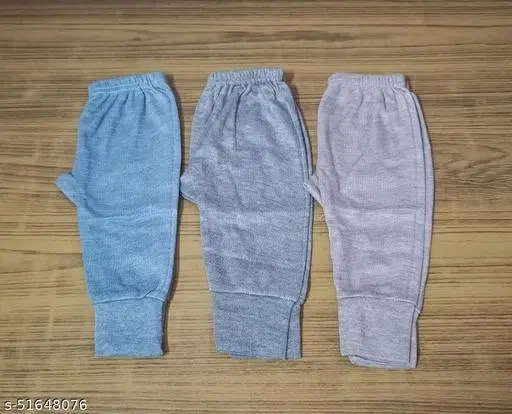Woolen Thermal Bottomwear for Kids, Pack of 3 (Multicolor, 12-18 Months)