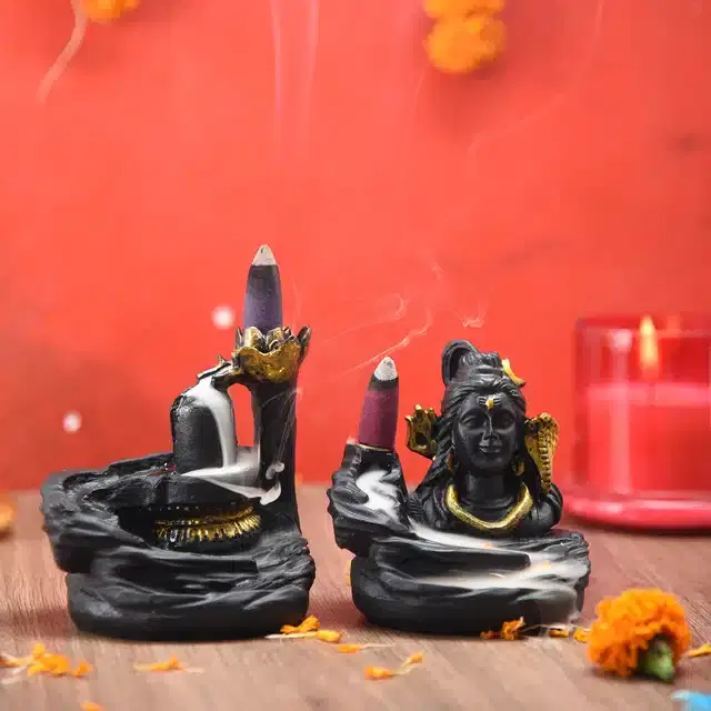 Lord Shiva & Shivling Fountain Diffuser, Multicolor, 4 inches, Set of 2