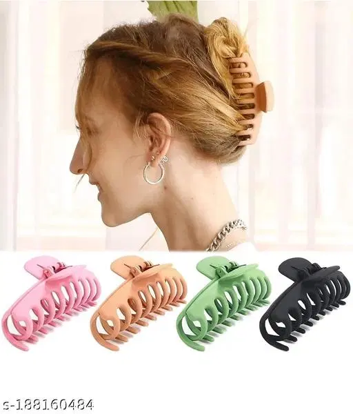 Plastic Hair Clutcher for Women & Girls, Pack of 4 (Multicolor)