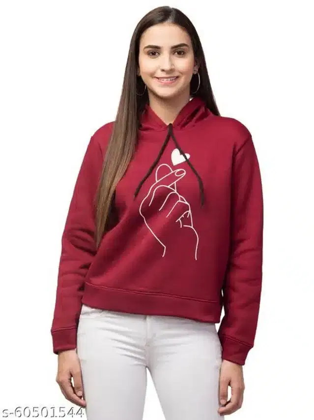 Fleece Sweatshirt for Women (Maroon, S)