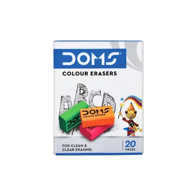 Doms Non-Toxic 20 Pc Coloured Erasers [Multicolor]