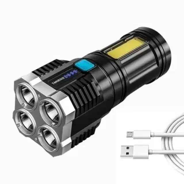 LED Flashlight 4 Lighting Torch, Black, 6cm