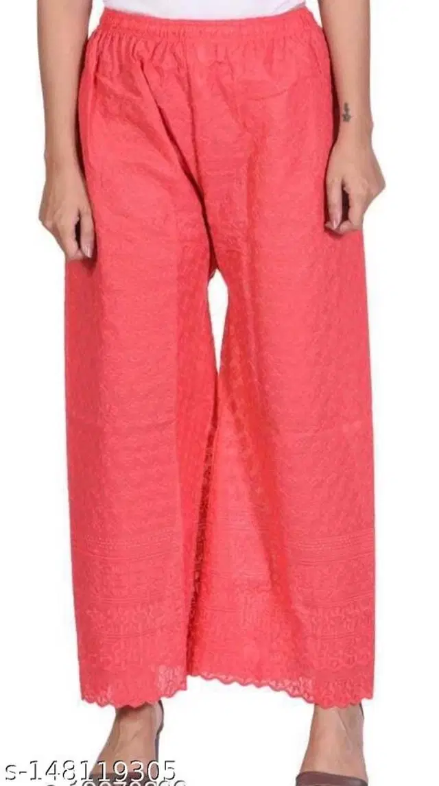 Cotton Blend Palazzos for Women (Pink, 28)