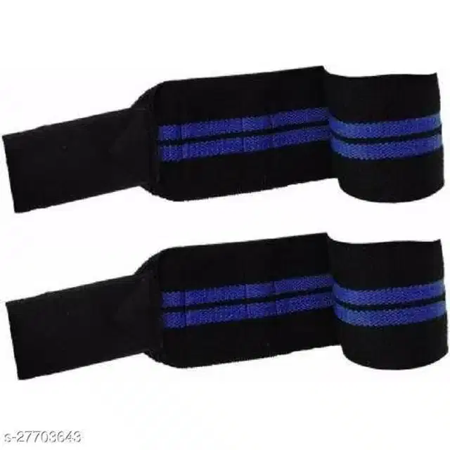 Wrist Support Bands, Black & Blue, Free Size, Set of 1