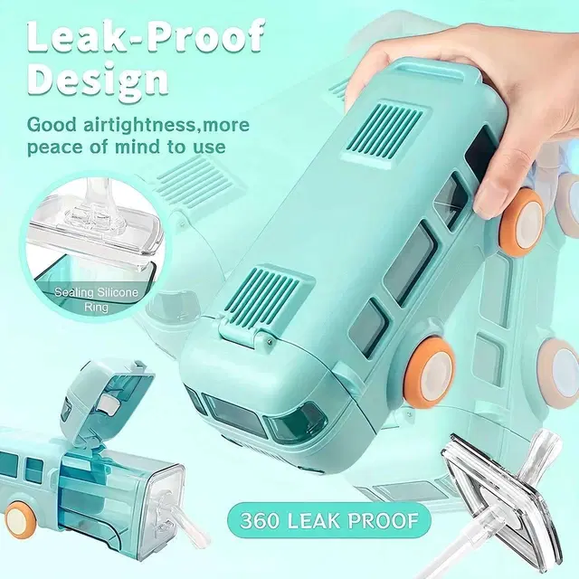 Plastic Bus Shape Sipper Bottle for Kids, Multicolor (1000 ml)