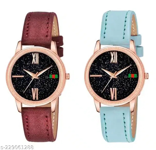 Analog Watch for Women, Pack of 2 (Multicolor)