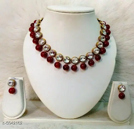 Shimmering Glittering Jewellery Set for Women & Girls, Maroon