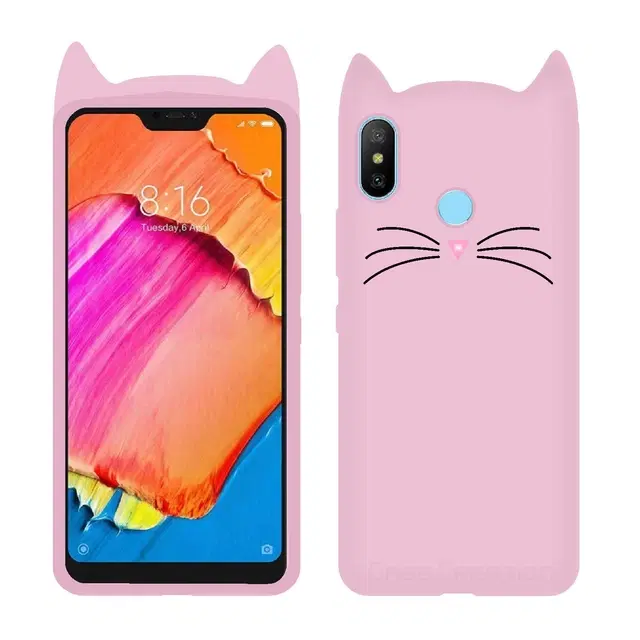 Rubber Mobile Back Cover for Mi Redmi 6 Pro (Pink)