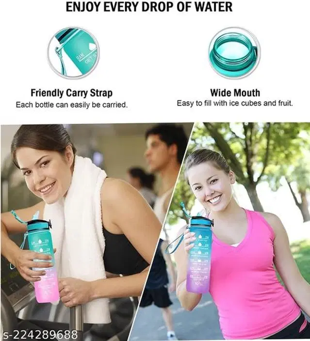 Plastic Water Bottle, Multicolor, 1000 ml