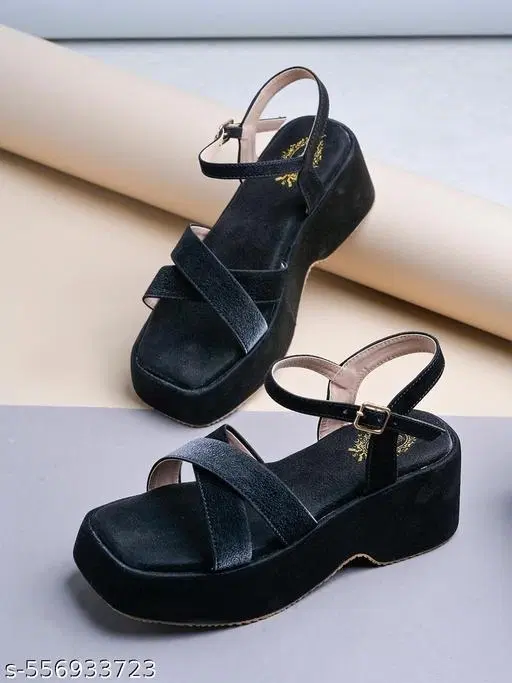Shoetopia Black Block Toe Round Toe Mules 11-12 Years