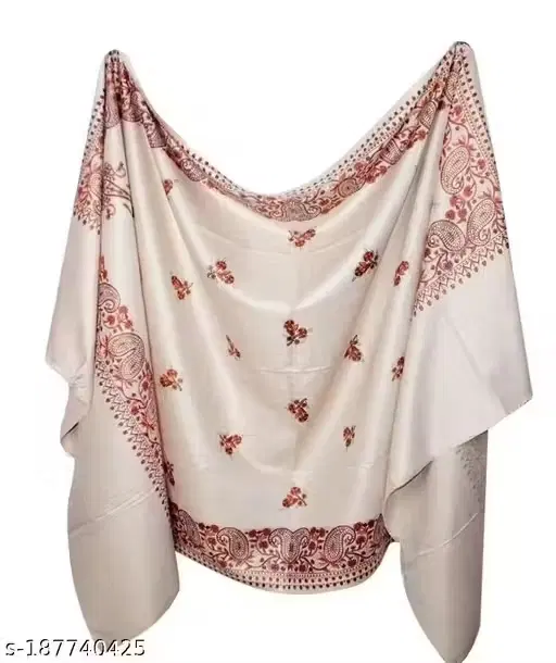 Woolen Shawl for Women (White, Free Size)