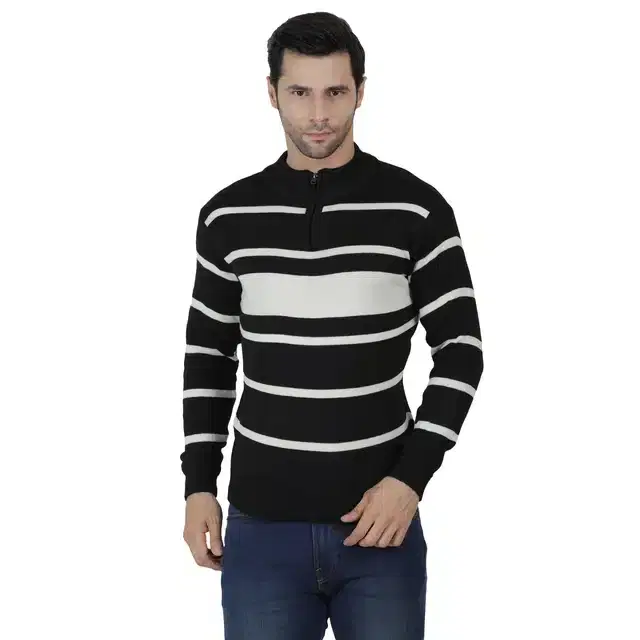 Men's Casual Sweater (Black, L) (A-37)