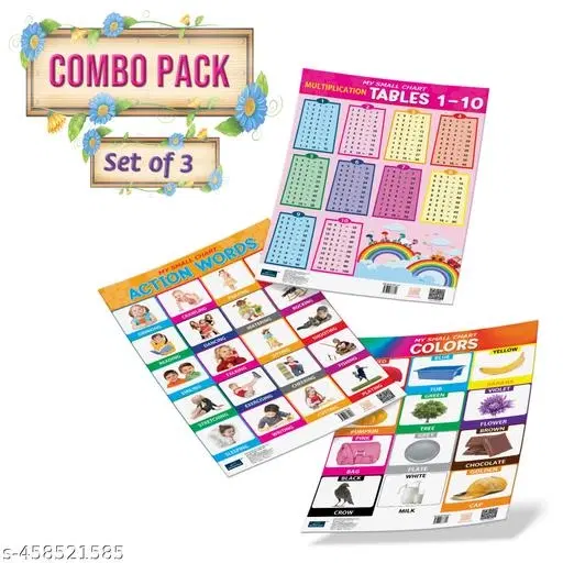 Bookford Publications My small chart Action Words, Colors & Tables (Set of 3)