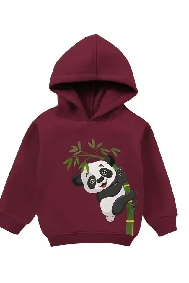 Light Fleece Printed Hoodie for Kids, Maroon (4-6 Years)